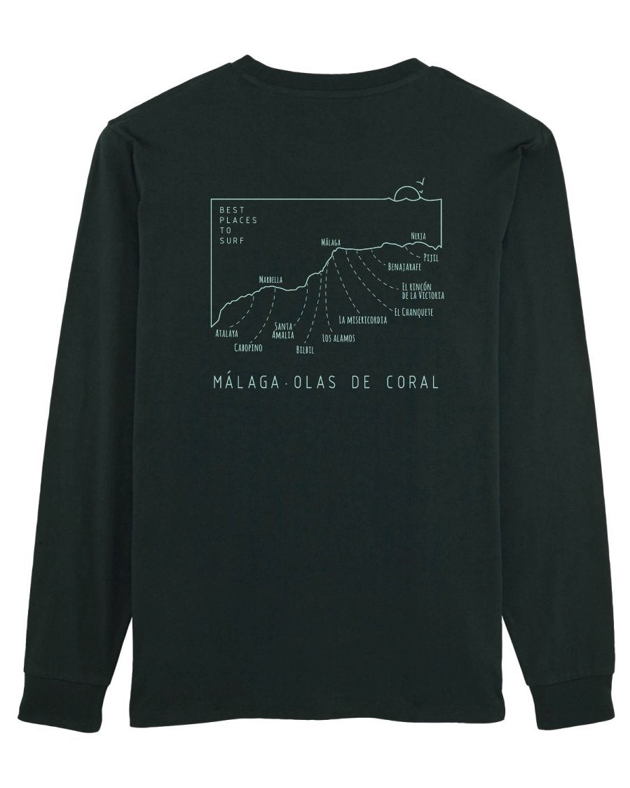 Camiseta Surf Sostenible Mapa Málaga